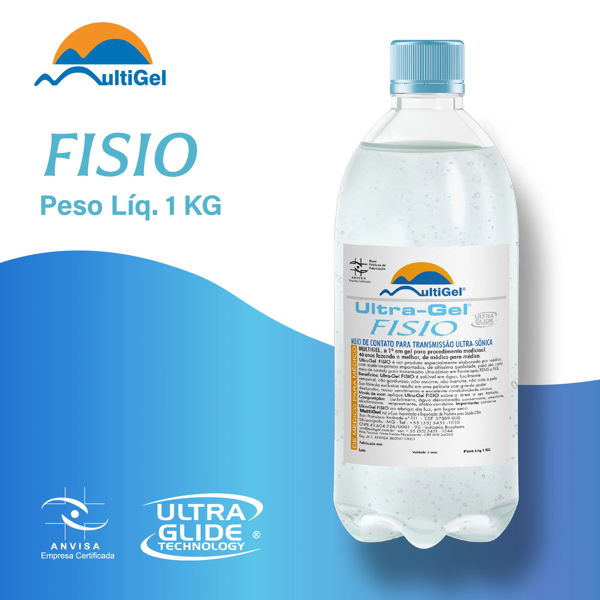 Ultra-Gel FISIO (FISIOTERAPIAS) – GEL INCOLOR GARRAFA - Imagem 2